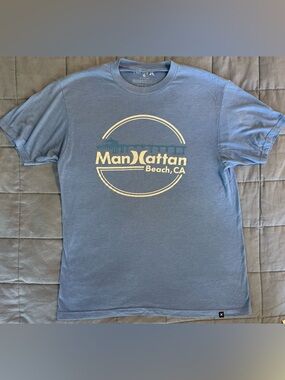 Hurley Manhattan Beach CA Tee Blue Medium Surf Graphic T-Shirt